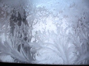 窓に出来た氷